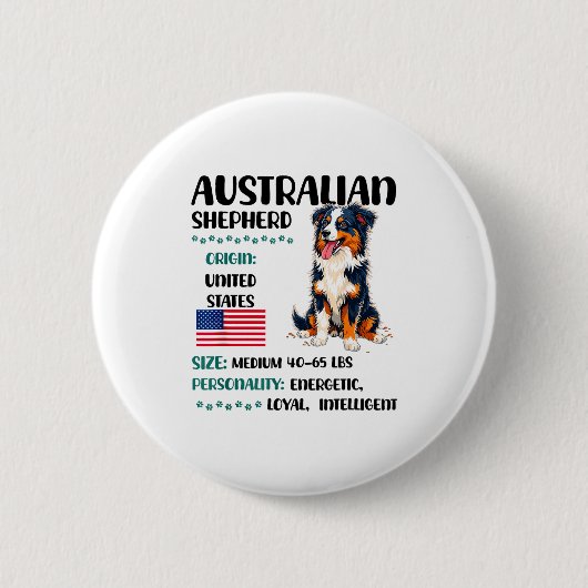 Australian Shepherd Origin Funny Aussie Dog Lover Button (Vorderseite)