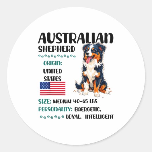 Australian Shepherd Origin Funny Aussie Dog Lover Runder Aufkleber (Vorderseite)