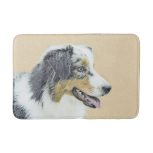 Australian Shepherd Painting - Original Dog Art Badematte