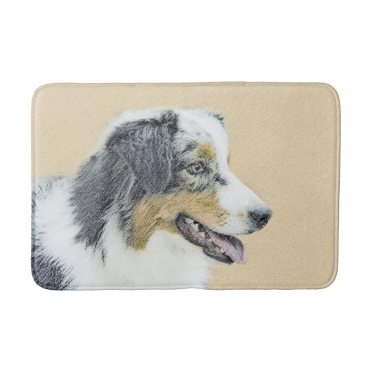 Australian Shepherd Painting - Original Dog Art Badematte (Vorderseite)