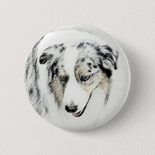 Australian Shepherd Painting - Original Dog Art Button (Vorderseite)