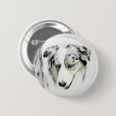 Australian Shepherd Painting - Original Dog Art Button (Vorne & Hinten)