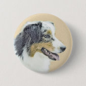 Australian Shepherd Painting - Original Dog Art Button (Vorderseite)