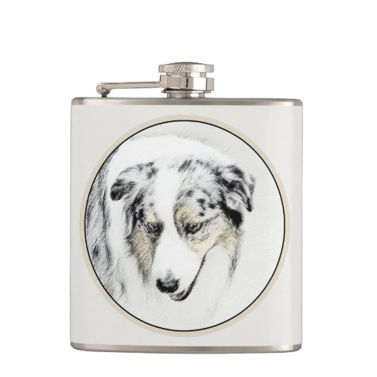 Australian Shepherd Painting - Original Dog Art Flachmann (Vorderseite)