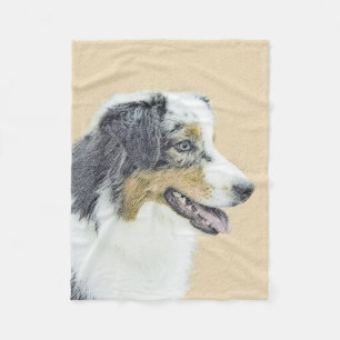 Australian Shepherd Painting - Original Dog Art Fleecedecke