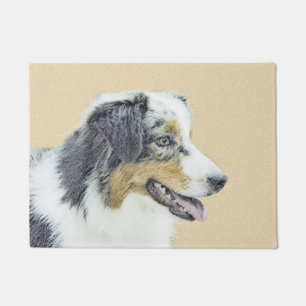 Australian Shepherd Painting - Original Dog Art Fußmatte