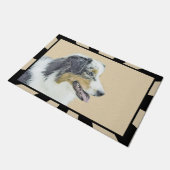 Australian Shepherd Painting - Original Dog Art Fußmatte (Schrägansicht)