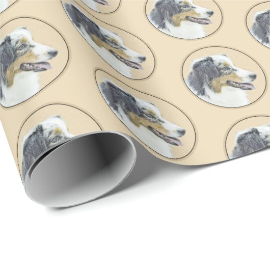 Australian Shepherd Painting - Original Dog Art Geschenkpapier (Rolleneckpunkt)