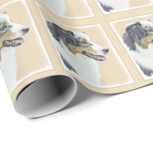 Australian Shepherd Painting - Original Dog Art Geschenkpapier (Rolleneckpunkt)