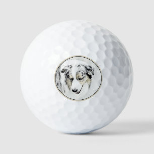 Australian Shepherd Painting - Original Dog Art Golfball