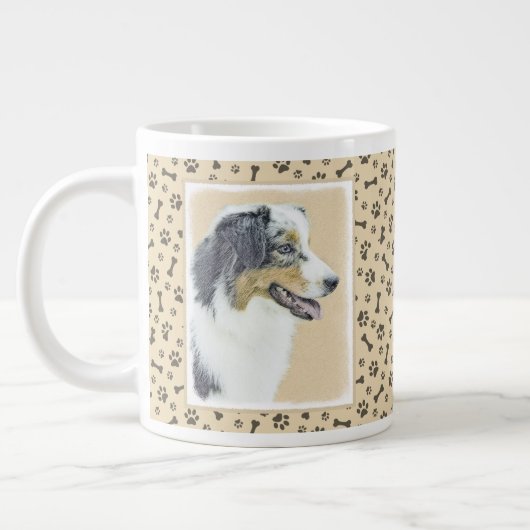 Australian Shepherd Painting - Original Dog Art Jumbo-Tasse (Links)