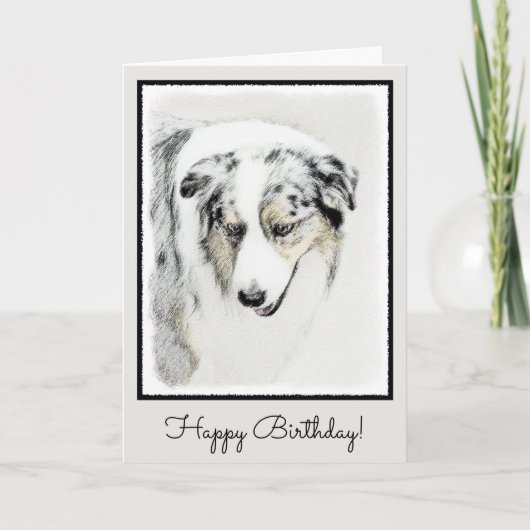 Australian Shepherd Painting - Original Dog Art Karte (Vorderseite)