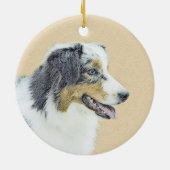 Australian Shepherd Painting - Original Dog Art Keramik Ornament (Hinten)
