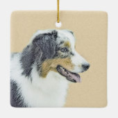 Australian Shepherd Painting - Original Dog Art Keramikornament (Rückseite)