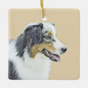 Australian Shepherd Painting - Original Dog Art Keramikornament