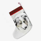 Australian Shepherd Painting - Original Dog Art Kleiner Weihnachtsstrumpf (Rückseite (Hängend))