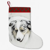 Australian Shepherd Painting - Original Dog Art Kleiner Weihnachtsstrumpf (Vorderseite)
