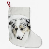 Australian Shepherd Painting - Original Dog Art Kleiner Weihnachtsstrumpf (Vorderseite)