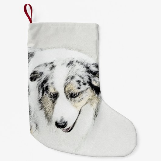 Australian Shepherd Painting - Original Dog Art Kleiner Weihnachtsstrumpf (Vorderseite)