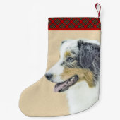 Australian Shepherd Painting - Original Dog Art Kleiner Weihnachtsstrumpf (Rückseite)