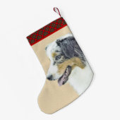 Australian Shepherd Painting - Original Dog Art Kleiner Weihnachtsstrumpf (Rückseite (Hängend))
