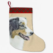 Australian Shepherd Painting - Original Dog Art Kleiner Weihnachtsstrumpf (Vorderseite)