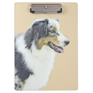Australian Shepherd Painting - Original Dog Art Klemmbrett