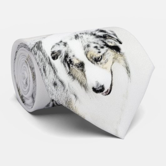 Australian Shepherd Painting - Original Dog Art Krawatte (Gerollt)