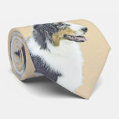 Australian Shepherd Painting - Original Dog Art Krawatte (Gerollt)