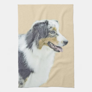 Australian Shepherd Painting - Original Dog Art Küchentuch