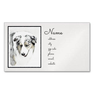 Australian Shepherd Painting - Original Dog Art Magnetische Visitenkarte