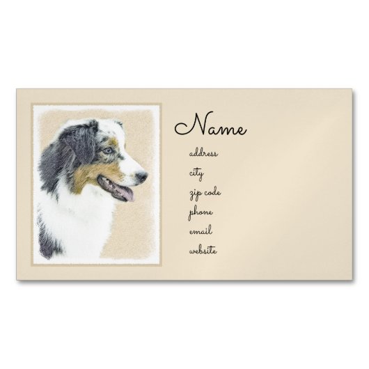 Australian Shepherd Painting - Original Dog Art Magnetische Visitenkarte (Vorderseite)