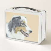 Australian Shepherd Painting - Original Dog Art Metall Brotdose (Rückseite)