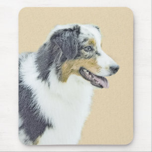 Australian Shepherd Painting - Original Dog Art Mousepad