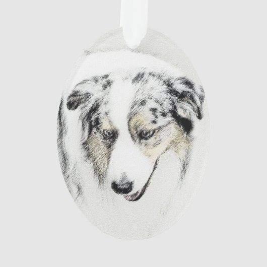 Australian Shepherd Painting - Original Dog Art Ornament (Rückseite)