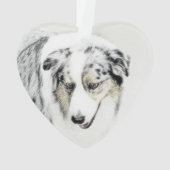 Australian Shepherd Painting - Original Dog Art Ornament (Rückseite)