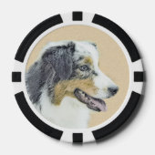 Australian Shepherd Painting - Original Dog Art Pokerchips (Vorderseite)