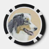 Australian Shepherd Painting - Original Dog Art Pokerchips (Rückseite)