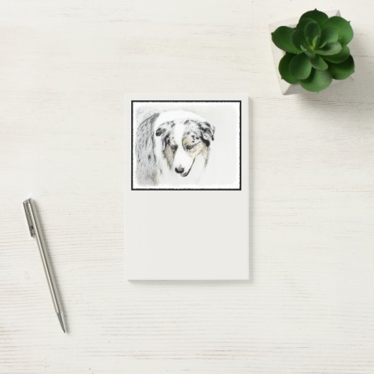 Australian Shepherd Painting - Original Dog Art Post-it Klebezettel (Büro)