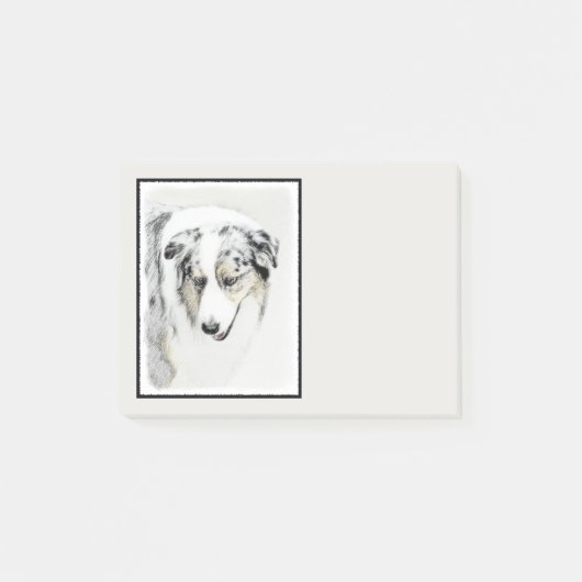 Australian Shepherd Painting - Original Dog Art Post-it Klebezettel (Vorderseite)