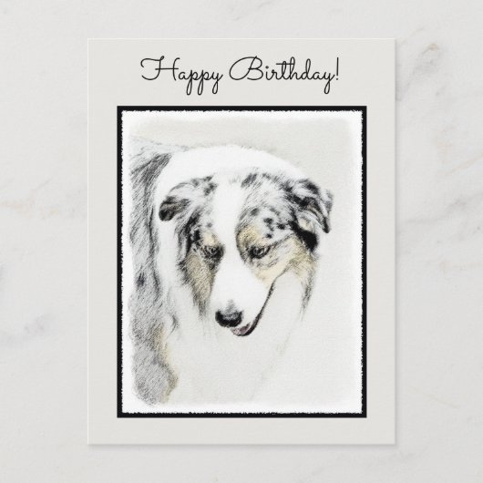 Australian Shepherd Painting - Original Dog Art Postkarte (Vorderseite)