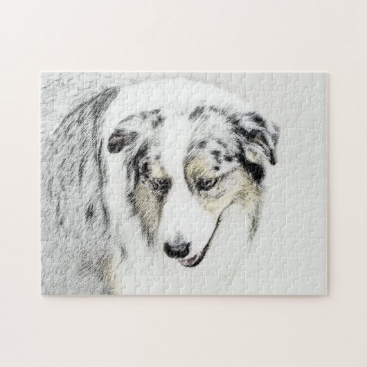 Australian Shepherd Painting - Original Dog Art Puzzle (Horizontal)
