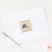 Australian Shepherd Painting - Original Dog Art Quadratischer Aufkleber (Umschlag)