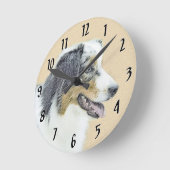 Australian Shepherd Painting - Original Dog Art Runde Wanduhr (Winkel)