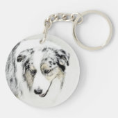 Australian Shepherd Painting - Original Dog Art Schlüsselanhänger (Rückseite)