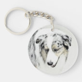 Australian Shepherd Painting - Original Dog Art Schlüsselanhänger (Vorderseite)