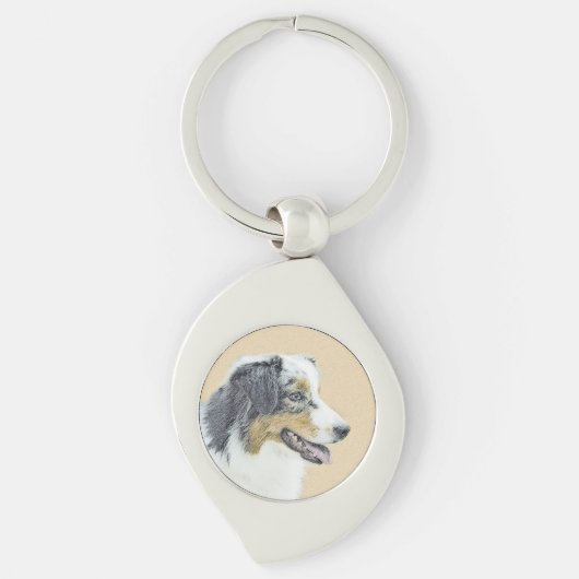 Australian Shepherd Painting - Original Dog Art Schlüsselanhänger (Vorderseite)