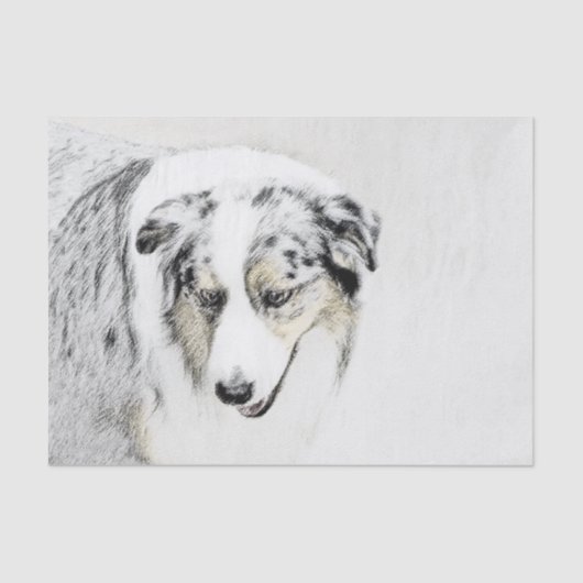 Australian Shepherd Painting - Original Dog Art Seidenpapier (Vorderseite)