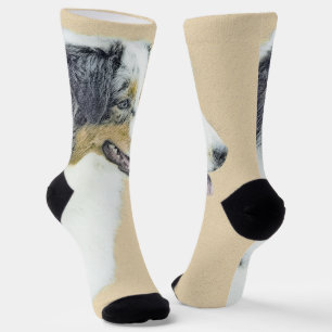 Australian Shepherd Painting - Original Dog Art Socken