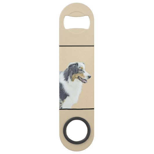 Australian Shepherd Painting - Original Dog Art Speed Flaschenöffner (Vorderseite)